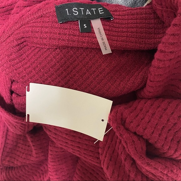 1.STATE Deep Rouge Knot Back Waffle Knit Top - Picture 4 of 11
